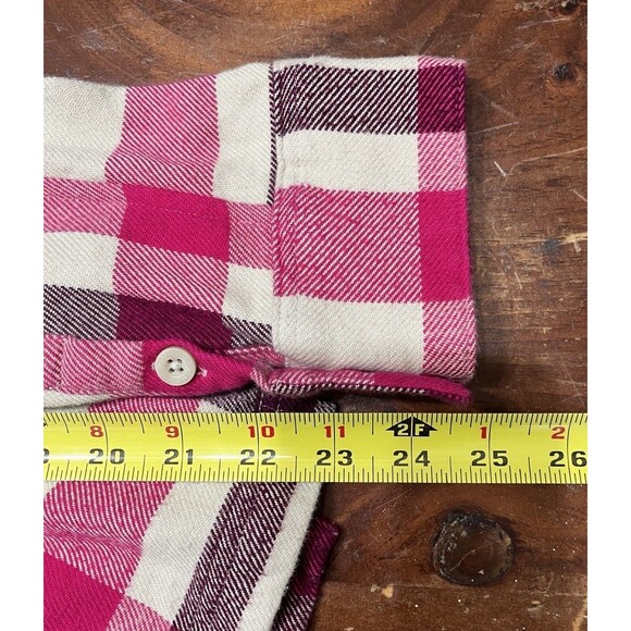 Patagonia Organic Cotton Sz 8 Button Down Shirt Pink Purple Plaid Preppy Comfy - Picture 9 of 12